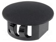 Stopper; H: 10.6mm; Flange dia: 22.7mm; black; polyamide; UL94V-2 FIX&FASTEN