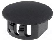 Stopper; H: 10.6mm; Flange dia: 22.7mm; black; polyamide; UL94V-2 FIX&FASTEN
