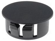 Stopper; H: 13.1mm; Flange dia: 32mm; Wall thick: 3.3mm; black FIX&FASTEN