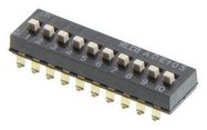 DIP SWITCH, 10POS, SPST, RAISED SLIDE