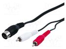 Cable; DIN 5pin plug,RCA plug x2; 1.5m Goobay