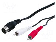 Cable; DIN 5pin plug,RCA plug x2; 1.5m GOOBAY