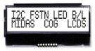 LCD, COG 16X2, I2C, FSTN BLK ON WHITE
