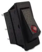 SWITCH, ROCKER, SPST, RED DOT