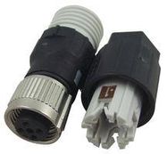 RECEPTACLE, M12, PLUSCON, A CODE, 4 WAY