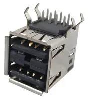 USB STACKED, 2.0 TYPE A, 2PORT, R/A