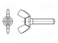 Screw; M5x12; 0.8; Head: wing; steel; zinc; DIN 316; 12mm BOSSARD
