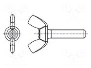 Screw; M5x12; 0.8; Head: wing; steel; zinc; DIN 316; 12mm BOSSARD