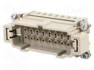 Connector: HDC; contact insert; male; 16A; 500V; Han E®; PIN: 16 HARTING