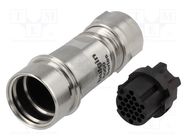 Connector: circular; plug; female; PIN: 22; w/o contacts; for cable BULGIN