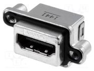 Connector: HDMI; socket; PIN: 19; gold-plated; angled 90°; THT; IP67 Amphenol Communications Solutions