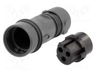 Connector: circular; plug; female; PIN: 3; w/o contacts; for cable BULGIN