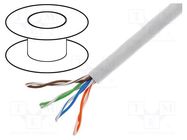 Wire; U/UTP; 4x2x26AWG; 5e; stranded; CCA; PVC; grey; 100m Goobay