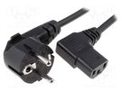Cable; 3x0.75mm2; CEE 7/7 (E/F) plug angled,IEC C13 female 90° LIAN DUNG