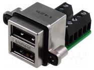 Connector: USB A; socket; MUSB; for panel mounting,screw; double AMPHENOL COMMUNICATIONS SOLUTIONS