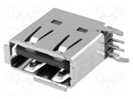 Socket; USB A; on PCBs; THT; PIN: 4; side,angled 90°; USB 2.0 JST