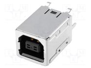 Socket; USB B; on PCBs; THT; PIN: 4; straight; USB 2.0; gold-plated JST