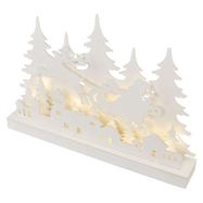 LED wooden decoration – Christmas village, 31 cm, 2x AA, indoor, warm white, timer, EMOS