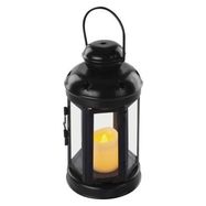 LED lantern, black, round, 18.5 cm, 1x CR2032, indoor, vintage, timer, EMOS