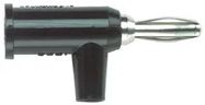 BANANA PLUG, STACKUP, 15A, SCREW, BLACK