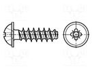 Screw; for plastic; 4x8; Head: button; Pozidriv; PZ2; zinc; BN 20092 BOSSARD