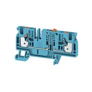 Test-disconnect terminal, PUSH IN, 4 mm², 500 V, 24 A, Pivoting, Cross-disconnect: without, Integral test socket: Yes, TS 35, blue Weidmuller