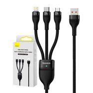 3in1 USB cable Baseus Flash Series, USB-C + micro USB + Lightning, 100W, 1.2m (black), Baseus