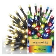 LED Christmas chain 2-in-1, 10 m, outdoor and indoor, warm white/multicolour, programmes, EMOS