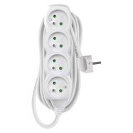 Extension Cord 5 m / 4 sockets / white / PVC / 1 mm2, EMOS