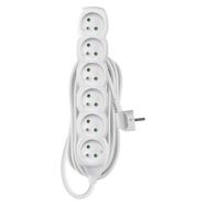 Extension Cord 5 m / 6 sockets / white / PVC / 1 mm2, EMOS