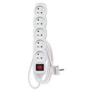 Extension Cord 2 m / 5 sockets / switch / white / PVC / 1 mm2, EMOS