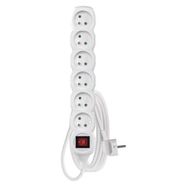 Extension Cord 3 m / 6 sockets / switch / white / PVC / 1 mm2, EMOS