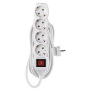 Extension Cord 5 m / 4 sockets / switch / white / PVC / 1.5 mm2, EMOS