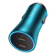 Baseus Golden Contactor Pro car charger, 2x USB-C, 40W (blue), Baseus