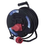 Rubber Extension Cord Reel – 3 sockets, 25m, 1,5mm2 SCHUKO, EMOS