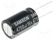 Capacitor: electrolytic; low ESR; THT; 4700uF; 16VDC; Ø16x25mm SAMXON