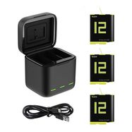 Box Telesin three-channel charger + 3 batteries for GoPro Hero 12 / 11 / 10 / 9 (GP-BNC-902-B), Telesin