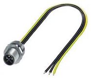 SENS CORD, 2P+PE, M12 PLG-FREE END, 0.5M