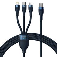 3in1 USB cable Baseus Flash Series 2, USB-C + micro USB + Lightning, 100W, 1.5m (blue), Baseus