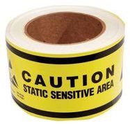 STATIC WARNING TAPE, VINYL, YELLOW, 108'