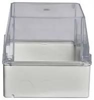 JUNCTION BOX, IP65, PLASTIC, GREY/CLEAR