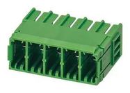 TERMINAL BLOCK, HEADER, 3POS, R/A, GREEN