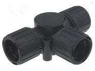 T-connector; polyamide; HelaGuard; IP66; socket 42mm x3; black HELLERMANNTYTON