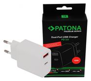 PATONA Premium PD18W Adapter 5V/3.0A 9V/2.0A 12V/1.5A A 1xUSB-C 1xUSB-A PD3.0 QC3.0 white, PATONA