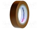 Tape: electrical insulating; W: 15mm; L: 10m; Thk: 150um; brown; 220% HELLERMANNTYTON