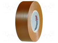 Tape: electrical insulating; W: 19mm; L: 20m; Thk: 0.15mm; brown HELLERMANNTYTON