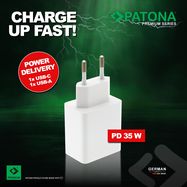 PATONA Premium GaN PD35W Adapter white 1xUSB-C 1xUSB-A PD3.0 QC3.0, PATONA