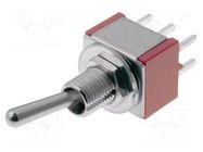 Switch: toggle; Pos: 3; DP3T; ON-OFF-(ON); 5A/125VAC; 5A/28VDC IC SWITCHES
