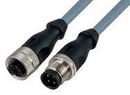 CABLE ASSY, 4POS, RCPT-PLUG, IP67, 6.6 