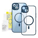 Baseus Frame Transparent Magnetic Case and Tempered Glass set for iPhone 14 Plus (blue), Baseus